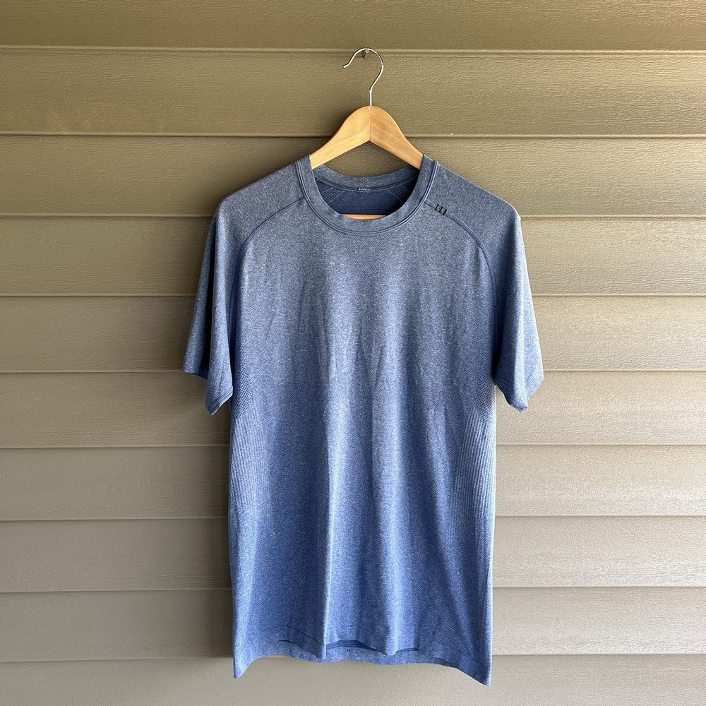 Lululemon Metal Vent Tech Short Sleeve Shirt Mens Blue Seamless Running Workout